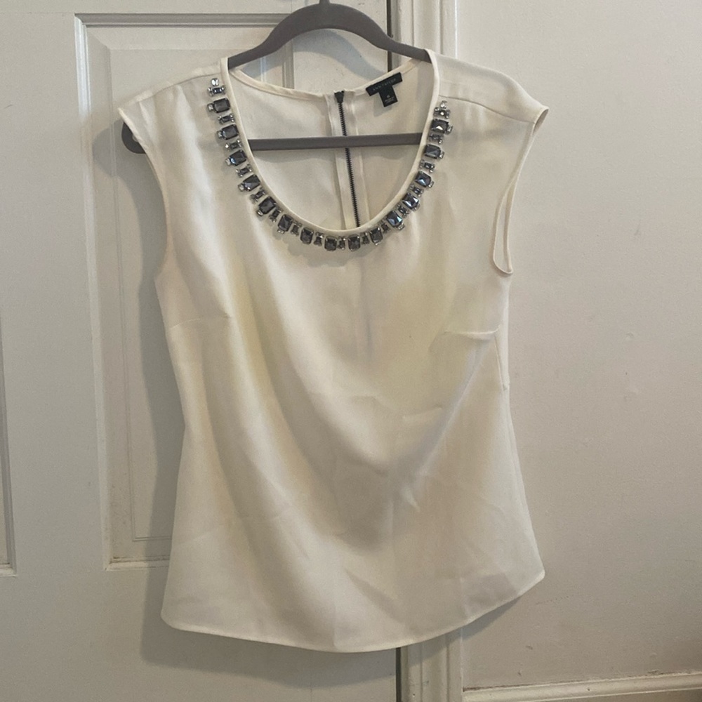 Ann Taylor blouse with crystal neckline